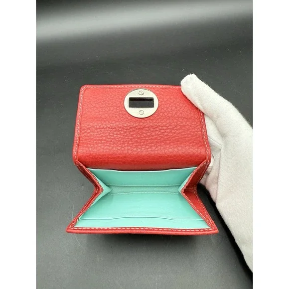 Tiffany & Co Red Leather Turnlock Wallet Small - Picture 6 of 9